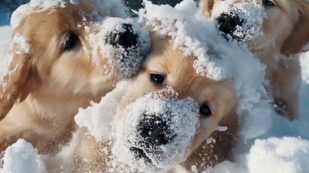 OpenAI文生短视频模型Sora生成的视频33-snow-dogs雪地犬